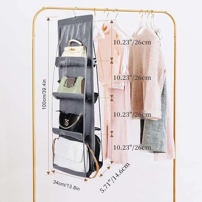 A VEKENSEE Organizador de Bolsos para Cl&oacute;set, 2 Pack 8 Compartimentos Bolsa de Almacenamiento, Organizador para Colgar Bolsos Cl&oacute;set para Bolso de Mano, para Armario para Armario Familiar, Dormitorio. image number null