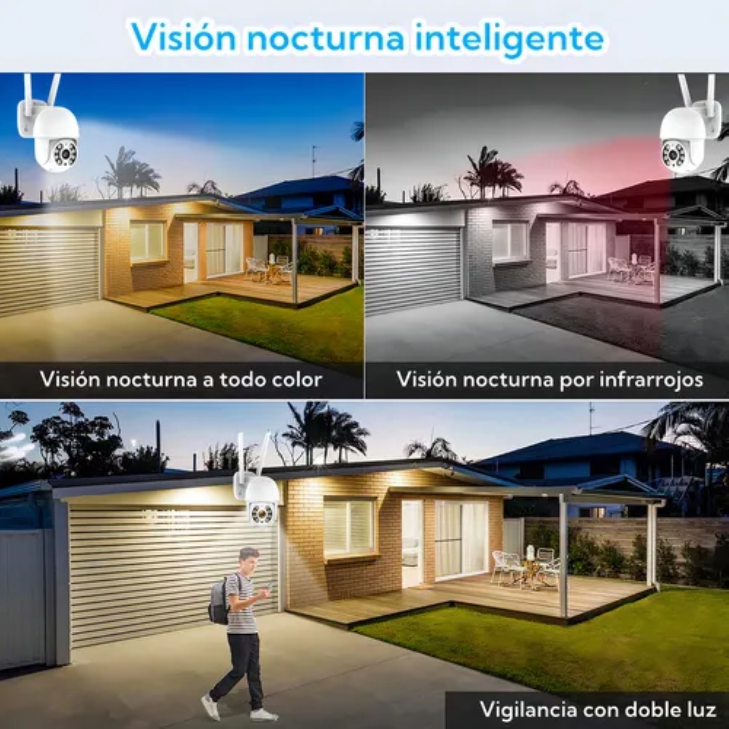 2pcs C&aacute;maras De Seguridad Exterior Wifi Hd Ip Visi&oacute;n Alarma Color Blanco image number null