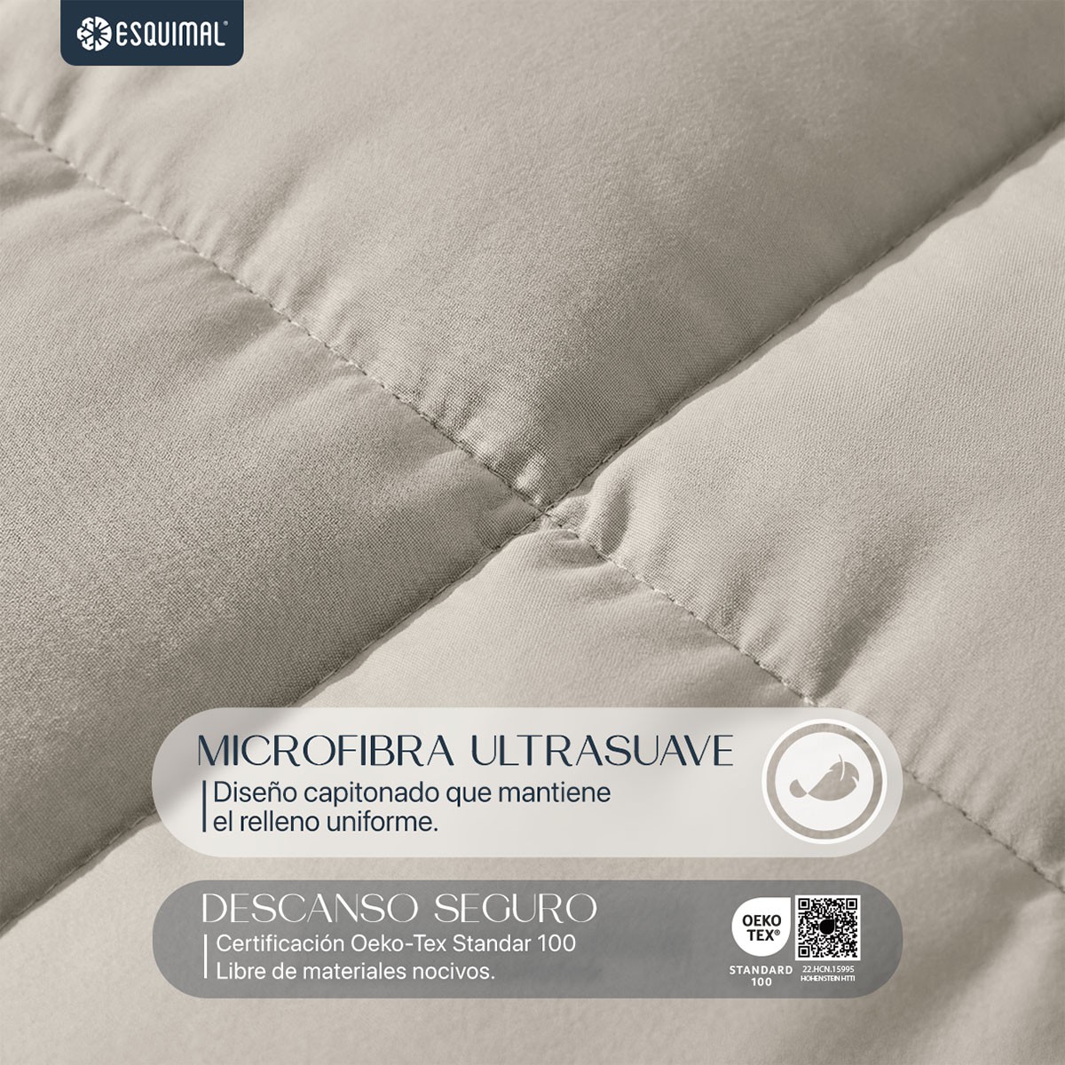Edred&oacute;n Acolchado Duvet King Size Hipoalerg&eacute;nico Taupe ESQUIMAL. image number null