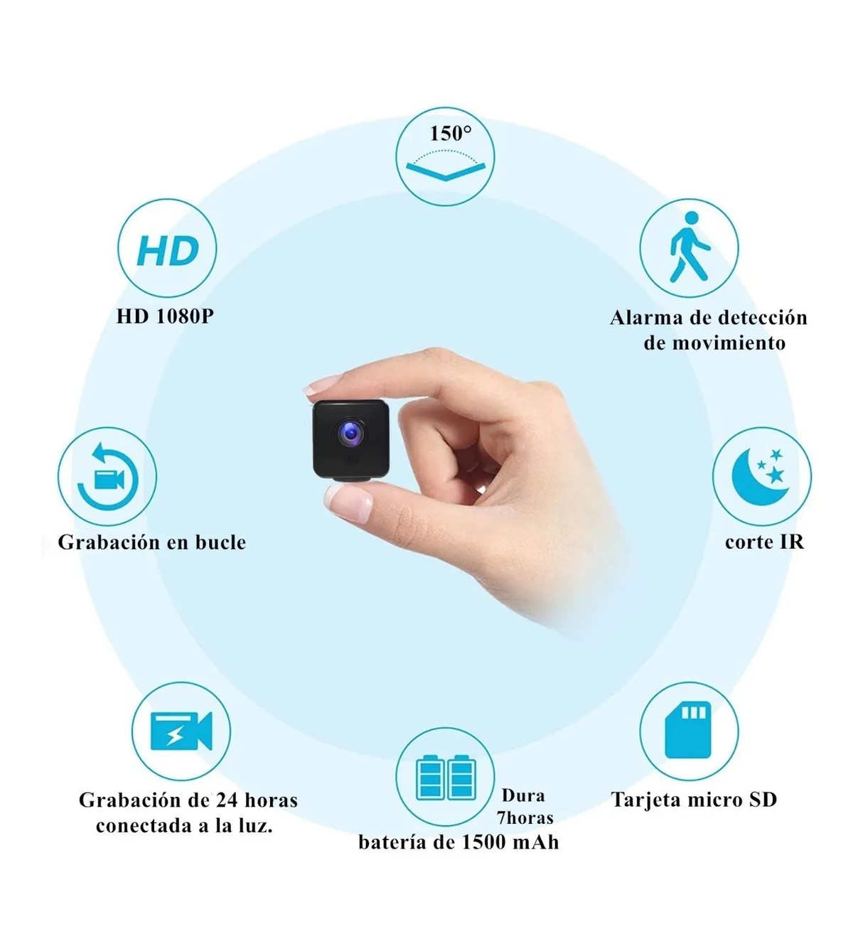 Mini C&aacute;mara Esp&iacute;a 1080p Wifi Con Bater&iacute;a Recargable 7 Horas Malubero image number null