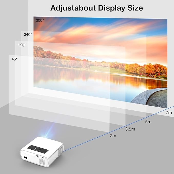 HOPVISION Proyector Native 1080P Full HD, Proyector de pel&iacute;cula de 15,000 Lux con 150,000 Horas de Vida LED, 4K & 350 pulgadas compatible Proyector, para el SmartPhone/PC/Laptop/PS4/TV Stick/EXCEL/PPT. image number null