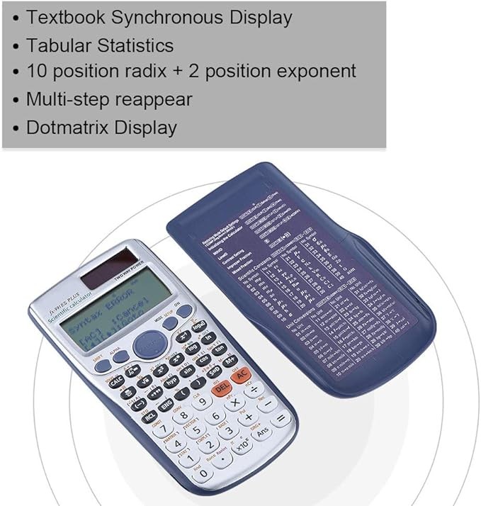 A ciciglow Calculadora Cient&iacute;fica Port&aacute;til con Funciones 417, Pantalla S&iacute;ncrona de Libros de Texto para Estudiantes y Trabajadores de Oficina, Material Duradero - Negro. image number null