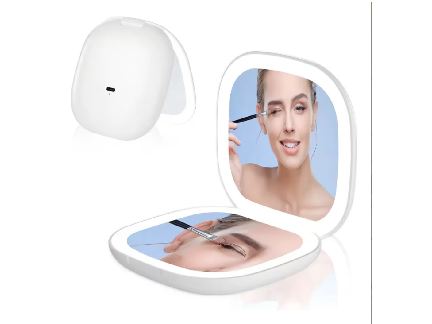 Espejo De Maquillaje Led Bolsillo Port&aacute;til Recargable 1x/3x dos Espejos De Maquillaje Modelo Blanco image number null