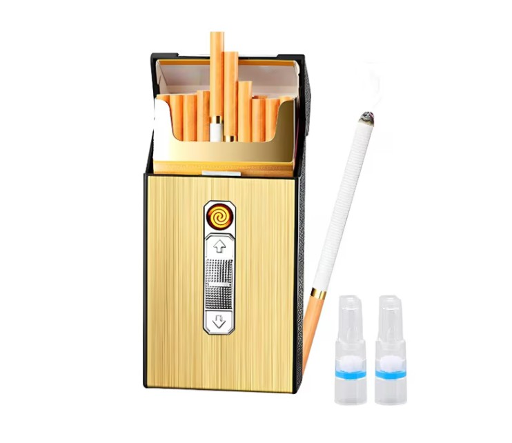 Cigarrera Con Encendedor 2 En 1 Recargable Usb Y 2 Filtro image number null