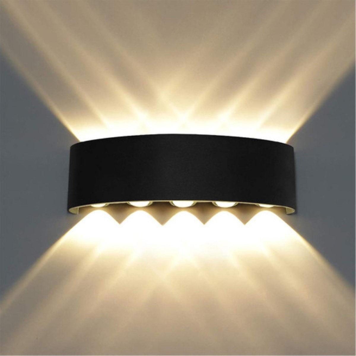 L&aacute;mpara Moderna Led De Pared De Luz C&aacute;lida 10w Para Exterior Negra image number null