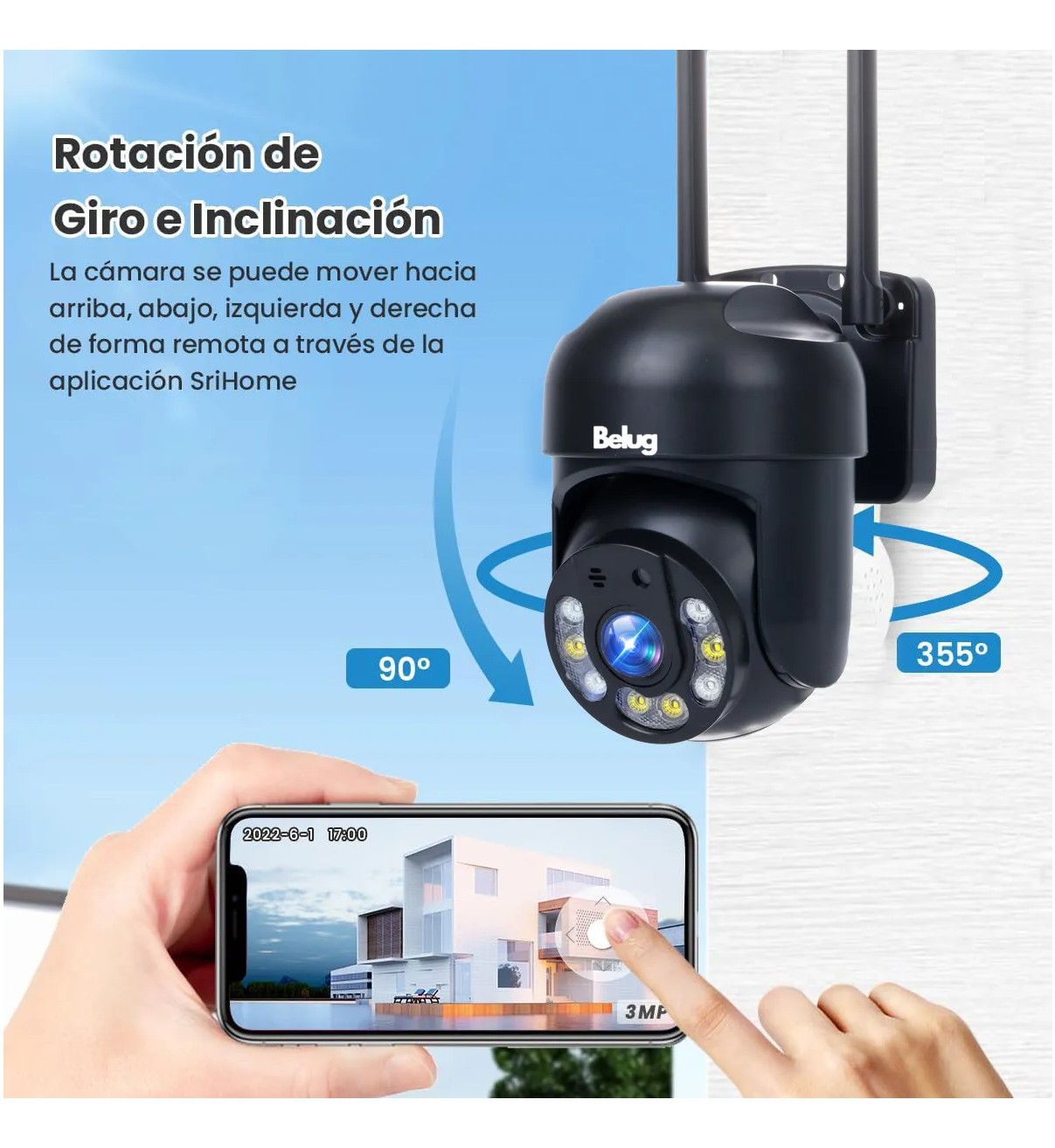 4mp Hd C&aacute;mara De Seguridad Wifi Exterior Detecci&oacute;n Humana Belug Negro image number null