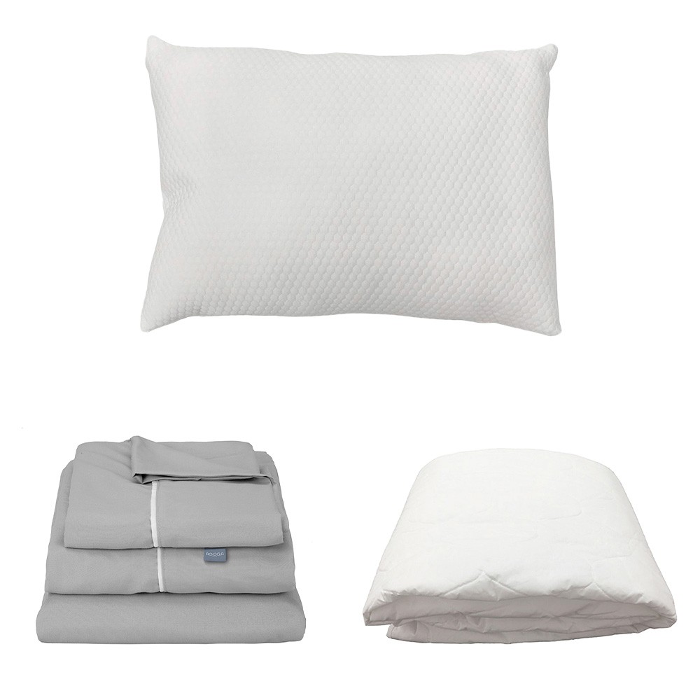 Protector Individual Spring Air Ultra Blanco con S&aacute;banas Royal Gris Perla y Almohada Frosty image number null