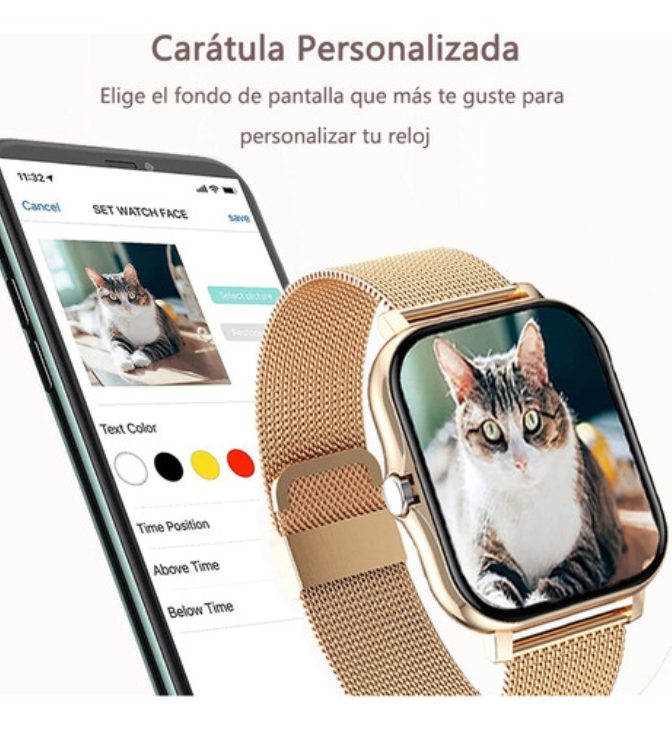 Reloj Inteligente Deportivo 1.85 Smartwatch Para Mujer Dorado image number null