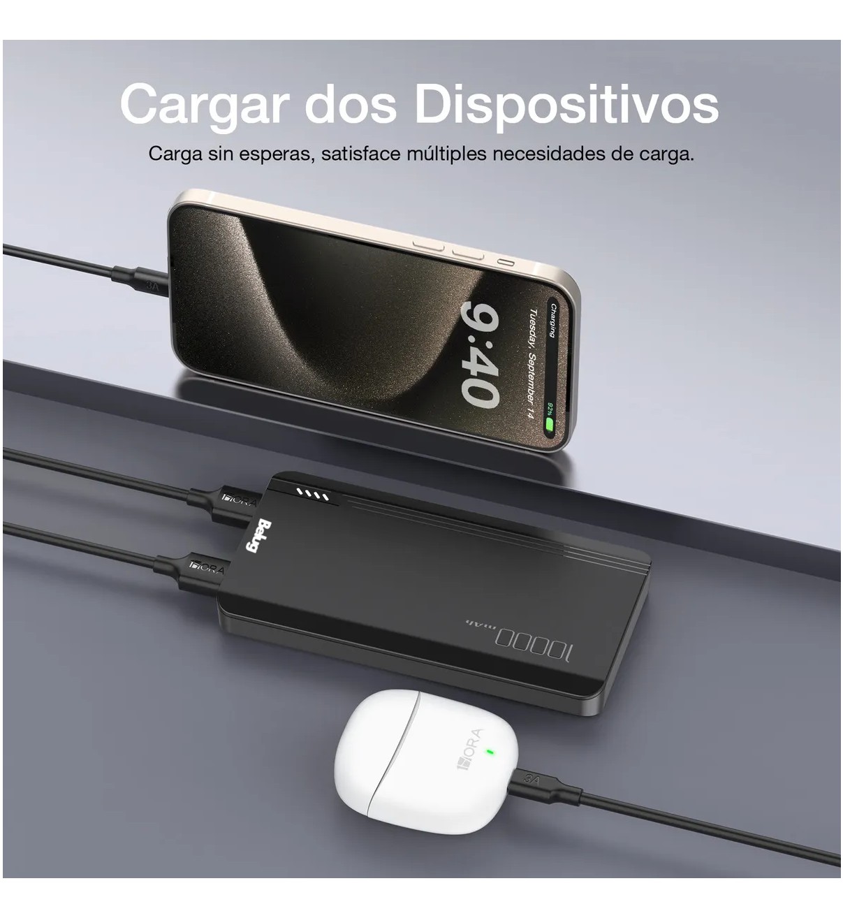 Power Bank Bater&iacute;a Port&aacute;til 10000mah 2.1a Belug Carga Bateria Portatil Con 2 Puertos image number null