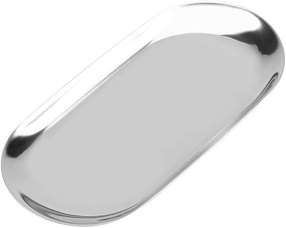 A Fdit Bandeja de Joyeria Decorativa Bandeja de Almacenamiento Cosm&eacute;ticos Joyer&iacute;a Placa de Pastel de Acero Inoxidable para la Cocina casera Estilo n&oacute;rdico(S-Plateado). image number null