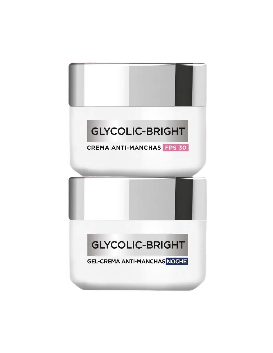 L'or&eacute;al Paris Kit Crema D&iacute;a Y Crema Noche Glycolic Bright image number null