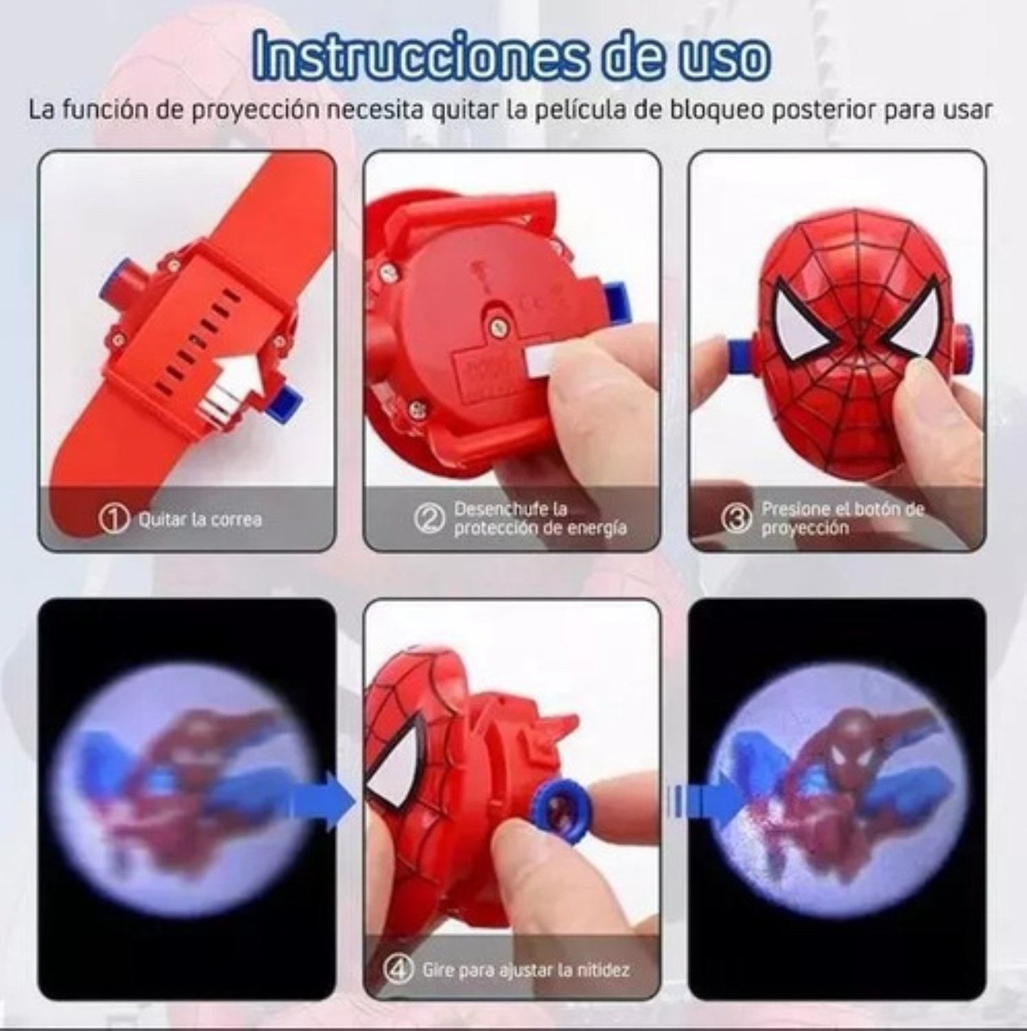 Reloj Proyector Ni&ntilde;os Dibujos Animados 24 Im&aacute;genes Spiderman image number null