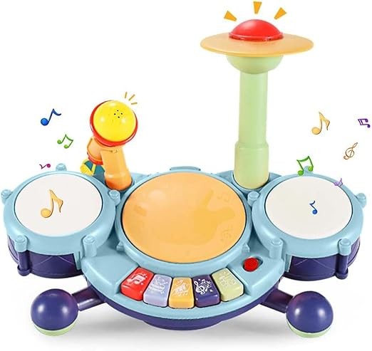 RUBOQE Juguetes de Instrumentos Musicales, Bater&iacute;a Infantil con Baquetas, Teclado de Piano y Micr&oacute;fono, Desarrollar El Talento Musical de los Ni&ntilde;os, Regalo Perfecto para Ni&ntilde;os y Ni&ntilde;as de 3 A&ntilde;os. image number null