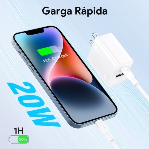 Cargador para iPhone 20W Carga R&aacute;pida Dual Salida USB C & USB Belug Blanco image number null