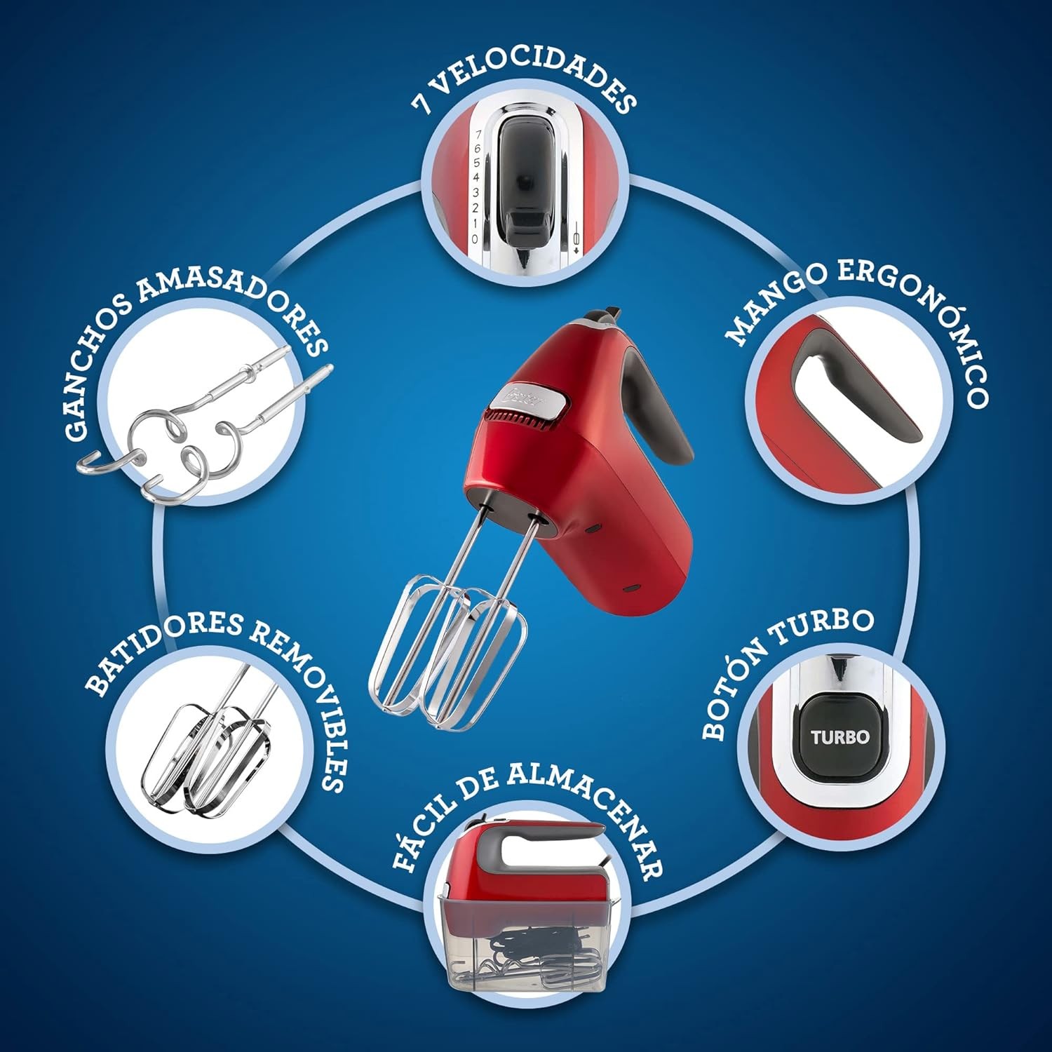 Oster&reg; Batidora de mano con 7 velocidades + funci&oacute;n turbo y motor de 320 w image number null