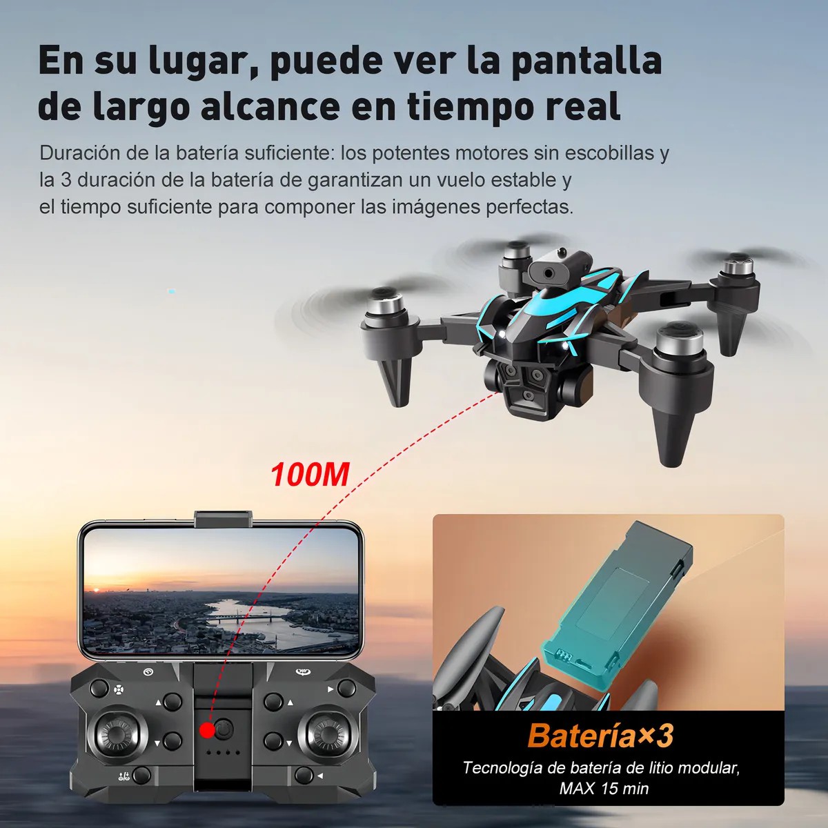 Drone Zll K12max Con Dual C&aacute;mara 8k Negro 2.4ghz 3 Bater&iacute;a image number null