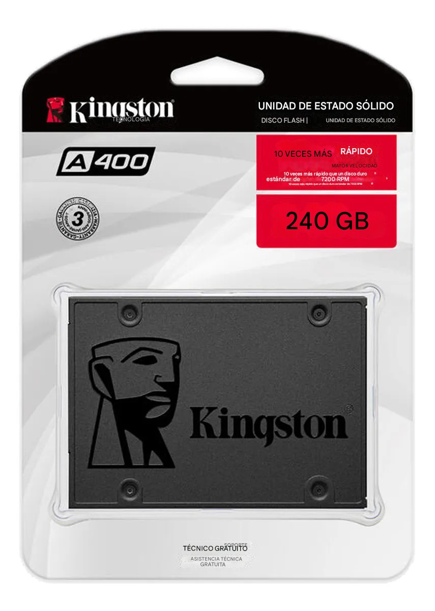 Unidad estado solido kingston interno 240gb 2.5 sata3 7mm lect.500 320mb/s pc/laptop sa400s37/240g image number null