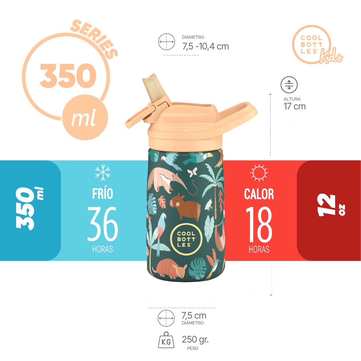 Cool Bottles Botella Termo Kiddie Rainforest Refuge 350 Ml image number null
