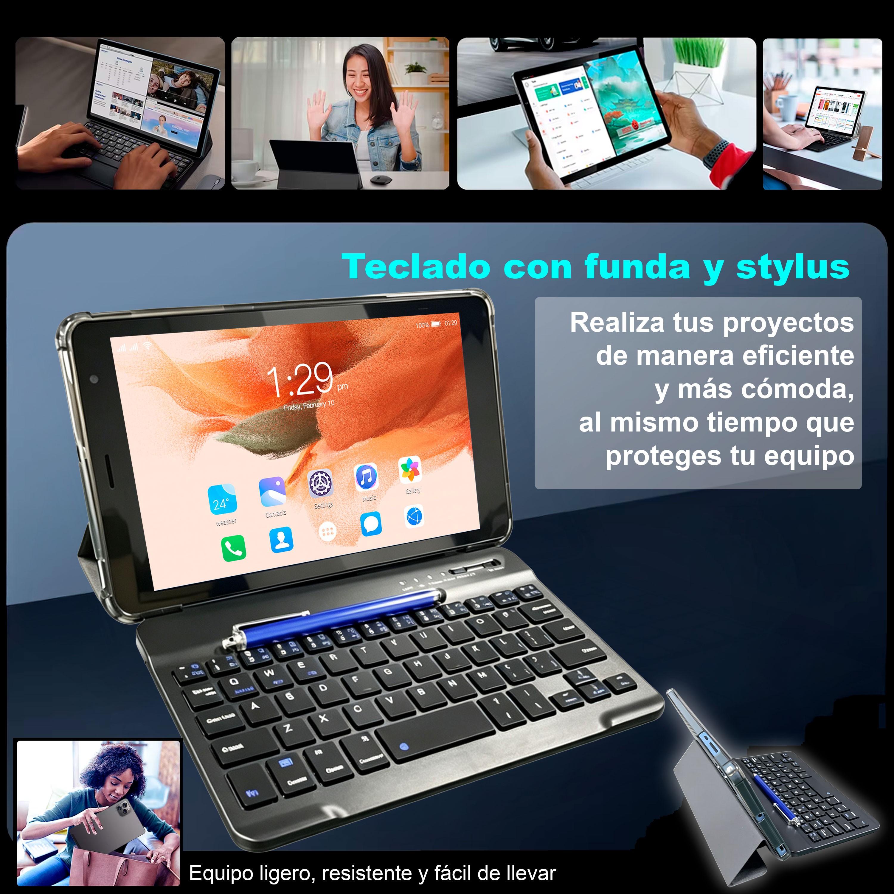 Vak Tablet 73x 8' Hd 8 Core Teclado 2 Camaras Android Wifi -Azul image number null