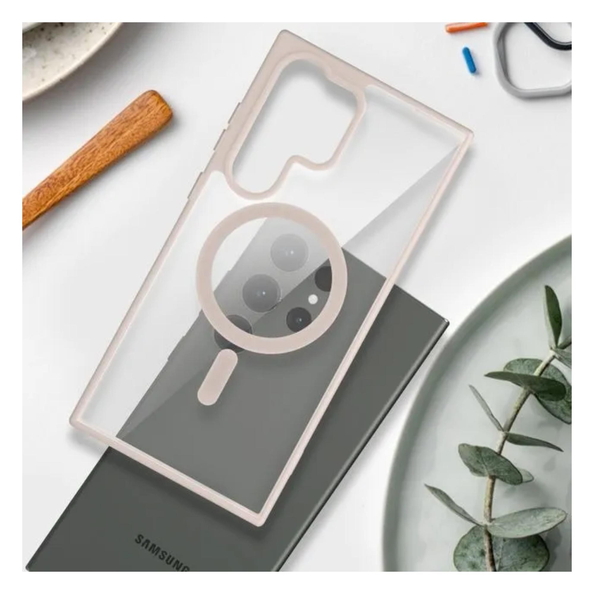 Funda Clear Case Color Rosa Para Samsung Galaxy Ultra Compatible Con MagSafe Protecci&oacute;n Elegante Y Funcional De Calidad image number null