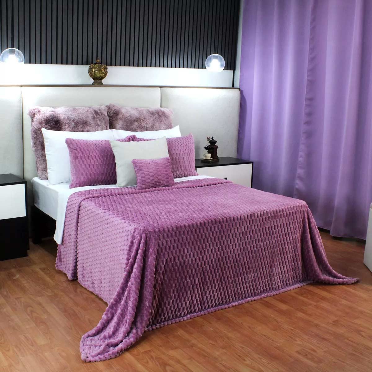 Frazada Embo Matrimonial 240x190 cm Morado, 100% microfibra, ligera, c&aacute;lida y lavable image number null