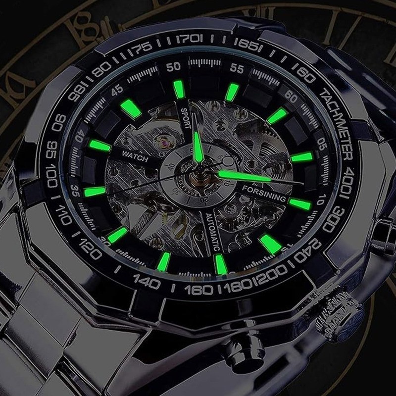Reloj Autom&aacute;tico Esqueleto Acero Inoxid Impermeable Hombre image number null
