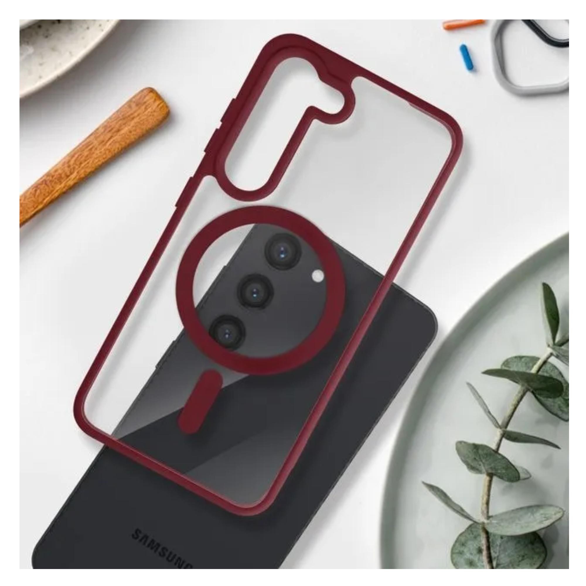 Funda Clear Case Color Vino Para Samsung Galaxy Compatible Con MagSafe Buena Protecci&oacute;n , Elegante Calidad ,y dise&ntilde;o image number null