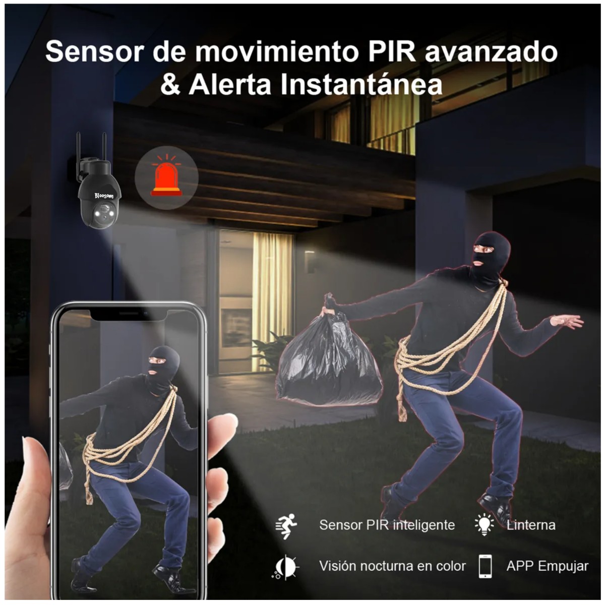 C&aacute;mara De Vigilancia Solar Con Bater&iacute;a Recargable Alexa, Negro image number null