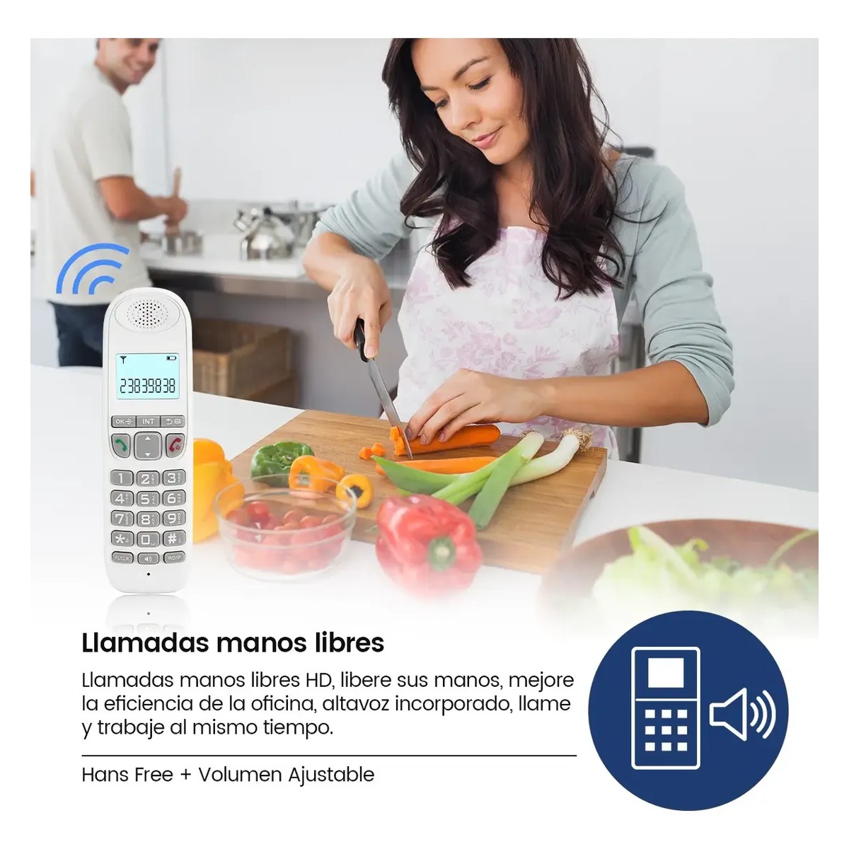 Tel&eacute;fono Inal&aacute;mbrico Fijo Moderno Con Lcd Blanco image number null