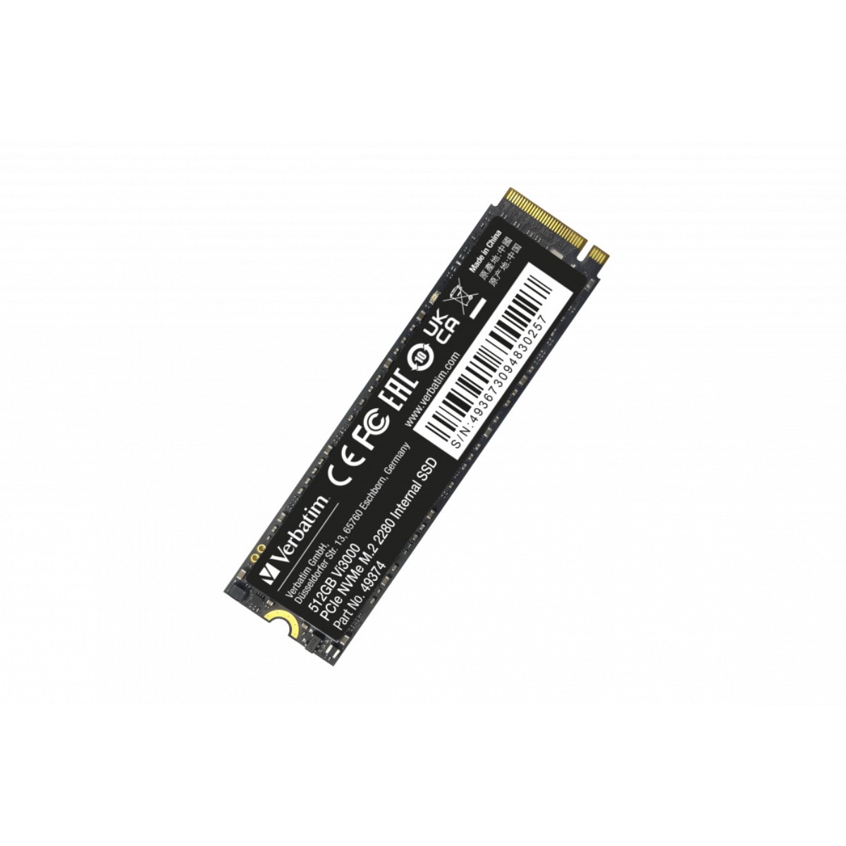 SSD Verbatim Vi3000 NVMe, 512GB, M.2, 2100 MB/s Escritura, 3100 MB/s Lectura, PCI Express 3.0 image number null