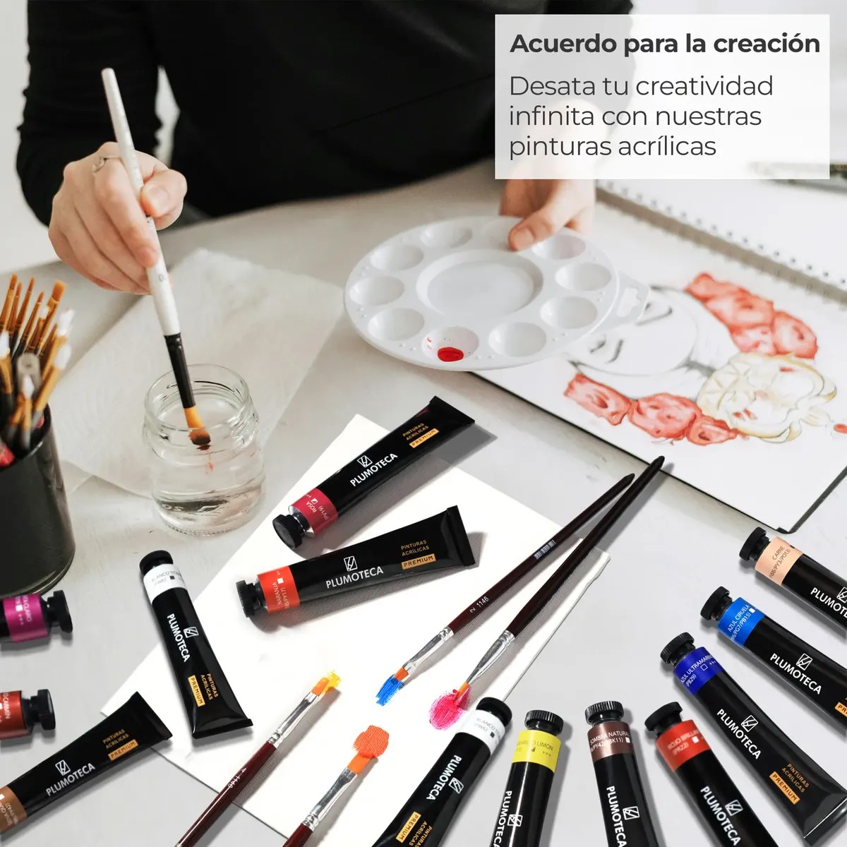 "Pintura Acr&iacute;lica Profesional 24 Colores Con 22ml Plumoteca " image number null