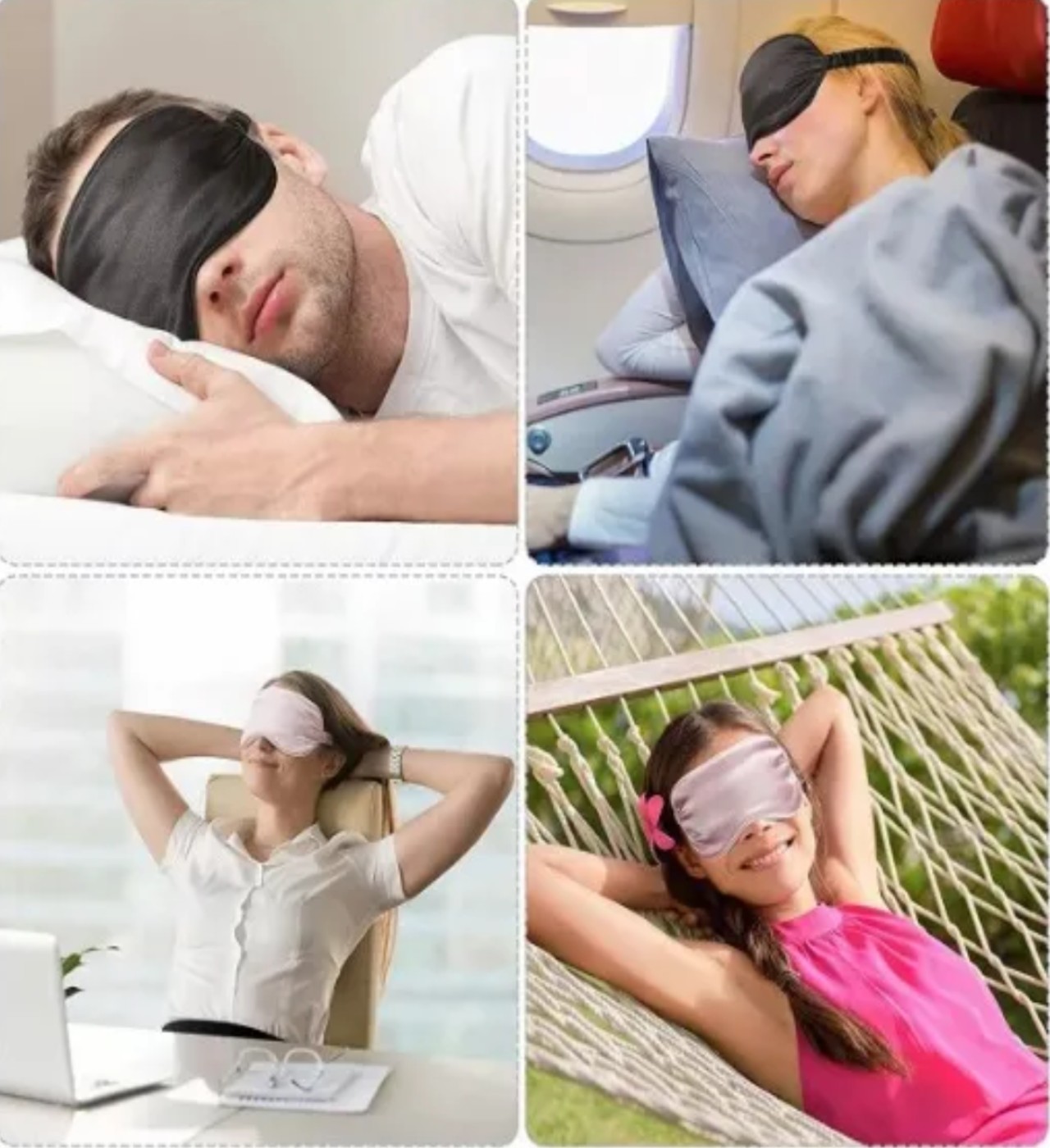 4 Antifaces De Seda De Doble Capa Para Facilitar El Sue&ntilde;o image number null