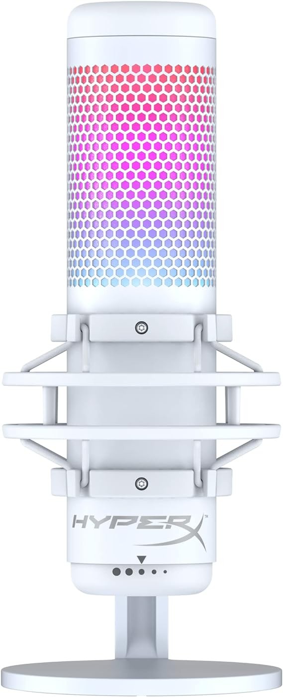 HyperX QuadCast S Blanco, Micr&oacute;fono de Condensador USB RGB para PC, PS4 y Mac, Montaje antivibraci&oacute;n, Cuatro Patrones Polares, Filtro Pop, Control de Ganancia, 519P0AA. image number null