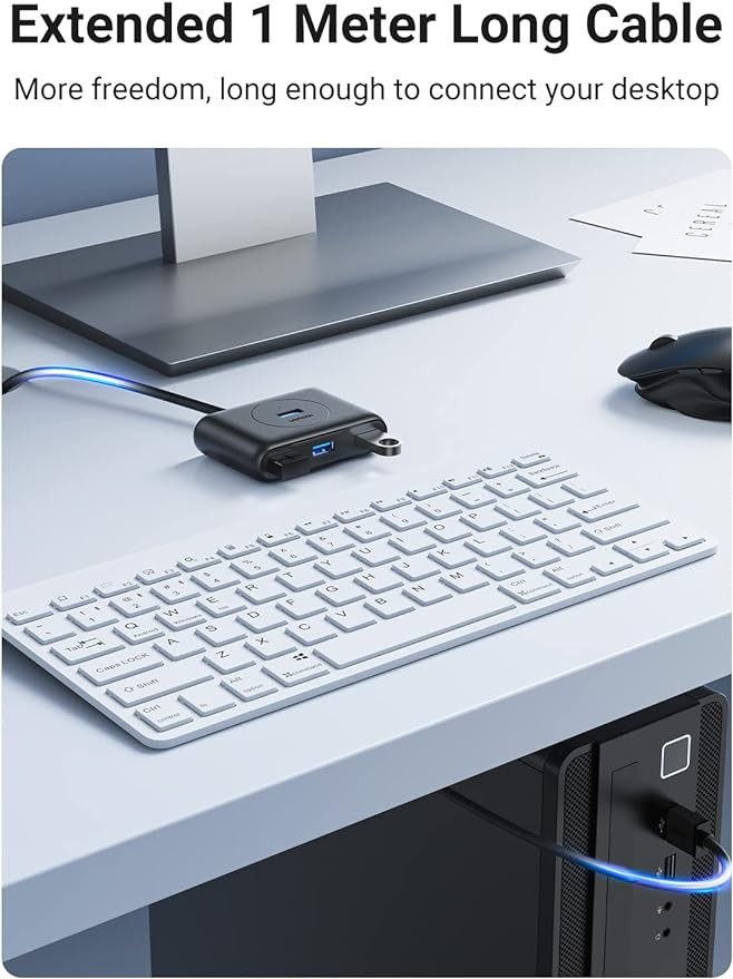 UGREEN Hub USB 3.0, 1M Adaptador USB a 4 USB 3.0 5Gbps y PD Carga Compatible con Macbook, Windows Surface, Switch, Xbox 360 One, PS4, Ultrabook, Laptop o PC, Negro. image number null