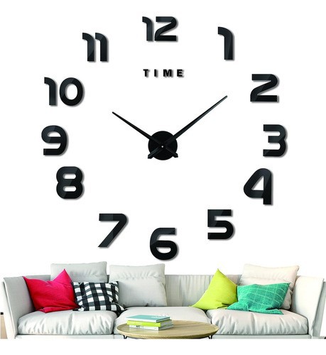 Reloj De Pared Digital 3d Moderno Y Grande De 110 cm Negro. image number null
