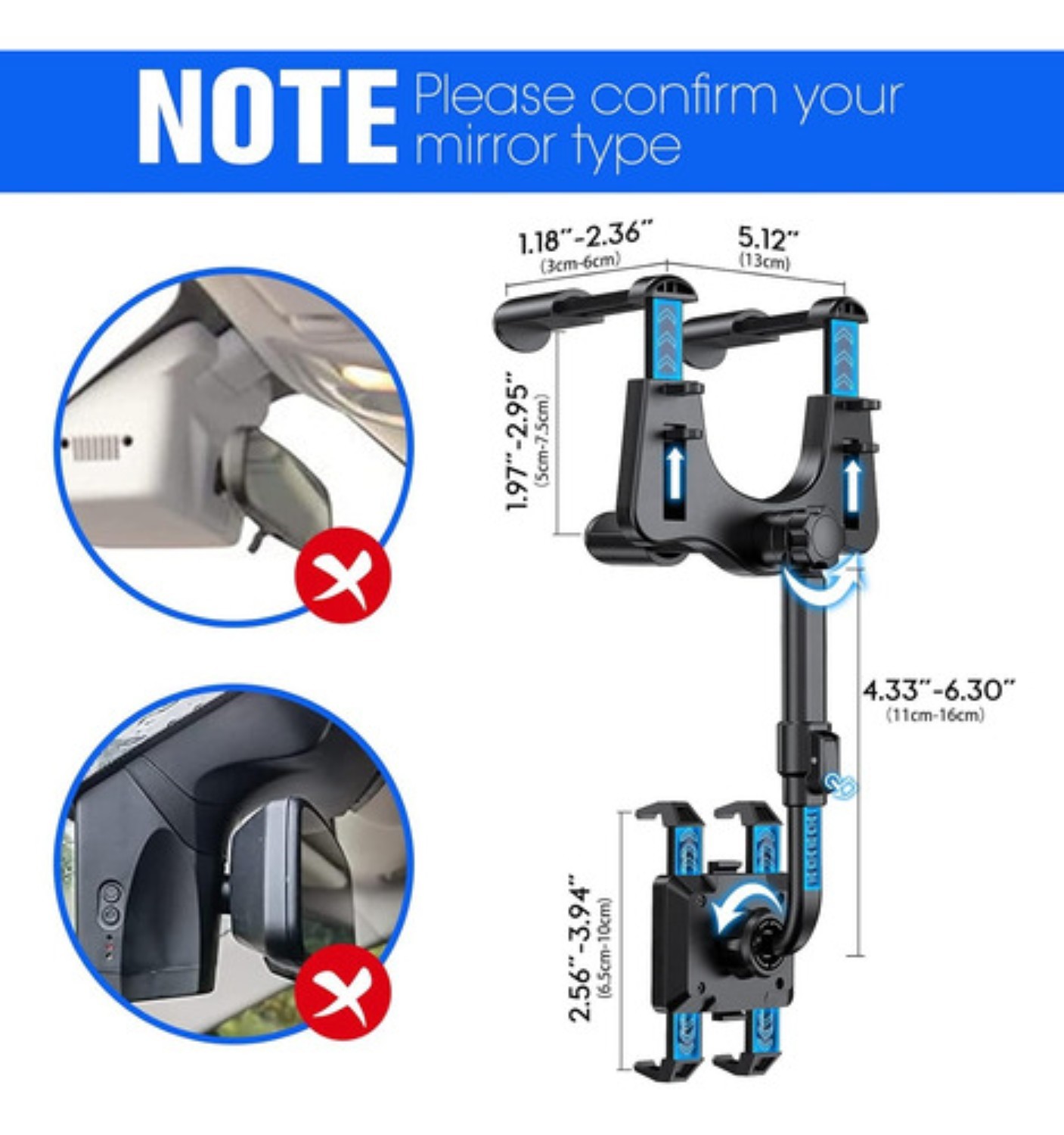 Soporte Para Celular Coche Estable 360 Grado Negro Panel Cuadrado image number null
