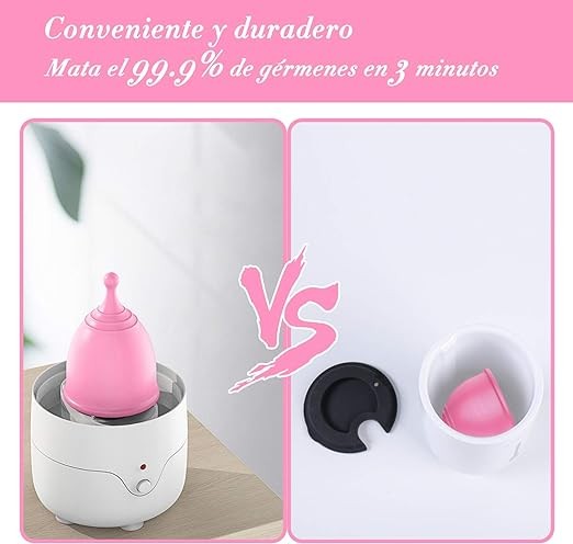 A Esterilizador de Copa Menstrual - Pesoo Limpiador de Copa Menstrual para Todas las Copas de Menstruaci&oacute;n Esterilizaci&oacute;n por Vapor a Alta Temperatura M&aacute;quina de Esterilizaci&oacute;n de 3 Minutos Eliminar el 99.9% de Bacterias y Virus. image number null