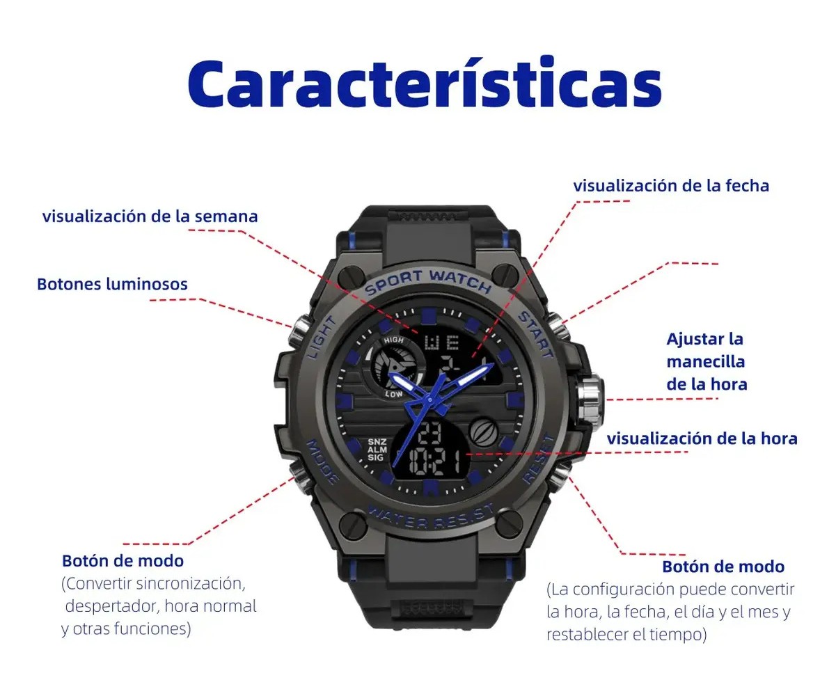 Reloj de pulsera Sanda top tean 739 de cuerpo color negro image number null