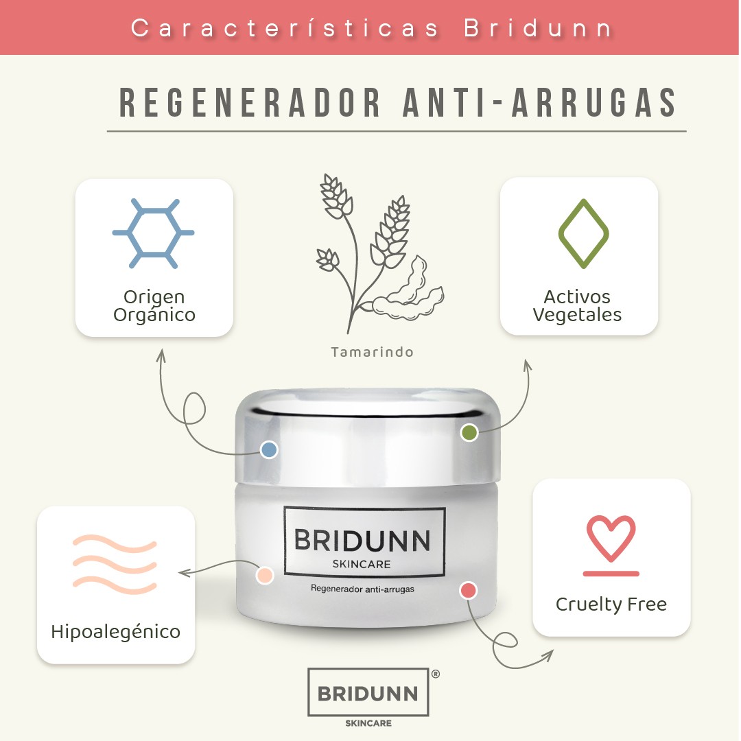 Crema Facial Antiarrugas Regeneradora BRIDUNN. P&eacute;ptidos, Tamarindo y Coleus Forskohlii. Firmeza, Elasticidad image number null