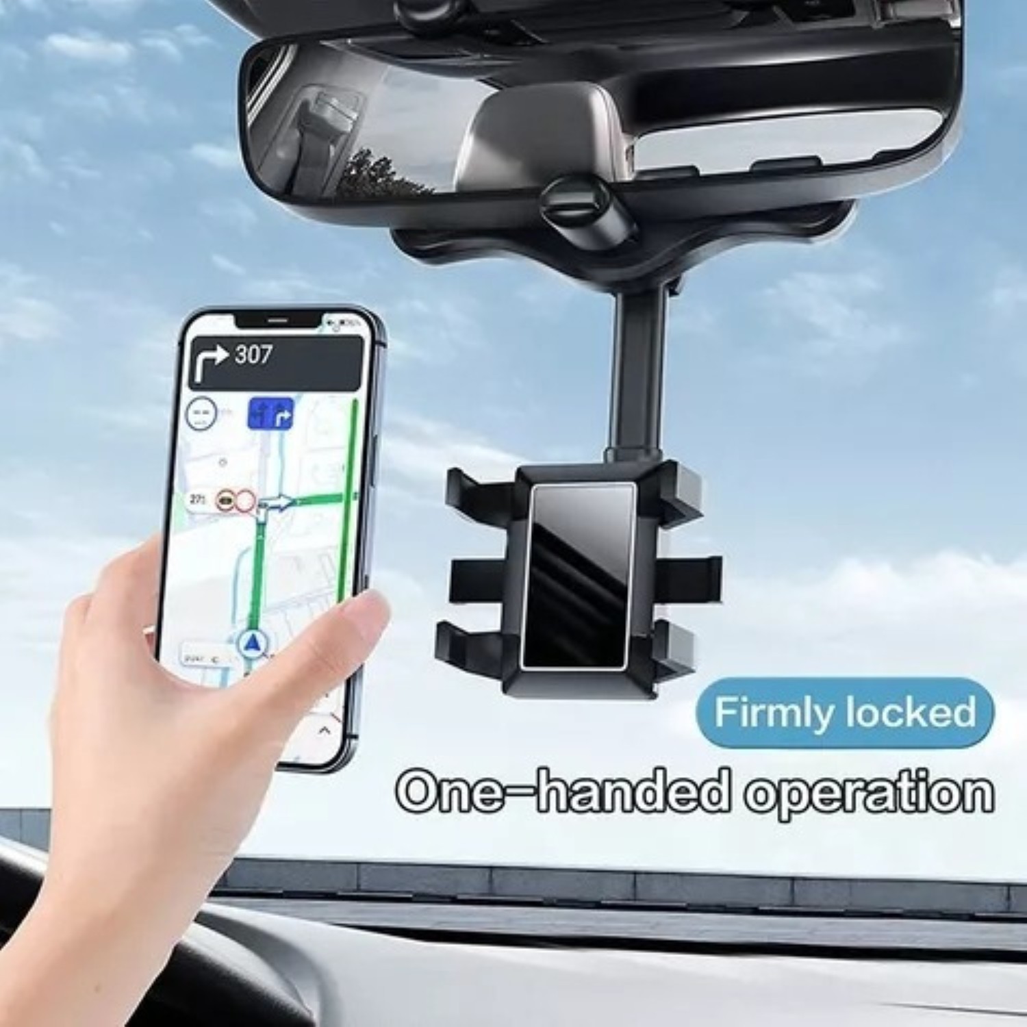 Soporte Para Celular Coche Estable 360 Grado Negro Panel Cuadrado image number null