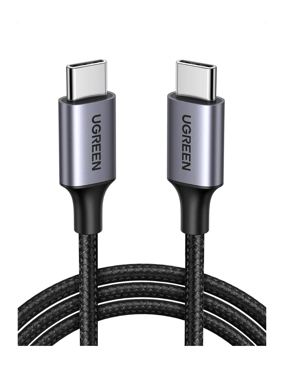 Cable USB-C a Tipo C 60W Ugreen Reversible con Nyl&oacute;n de 2m Negro. image number null