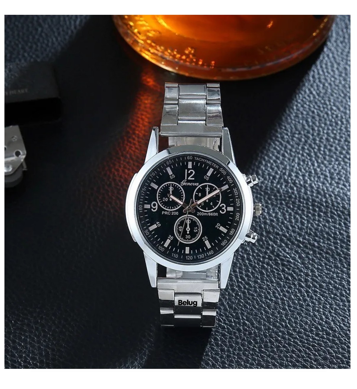 Moda Para Hombre Reloj Nuevo Belug Original Correa Met&aacute;lica Hombre Plata image number null