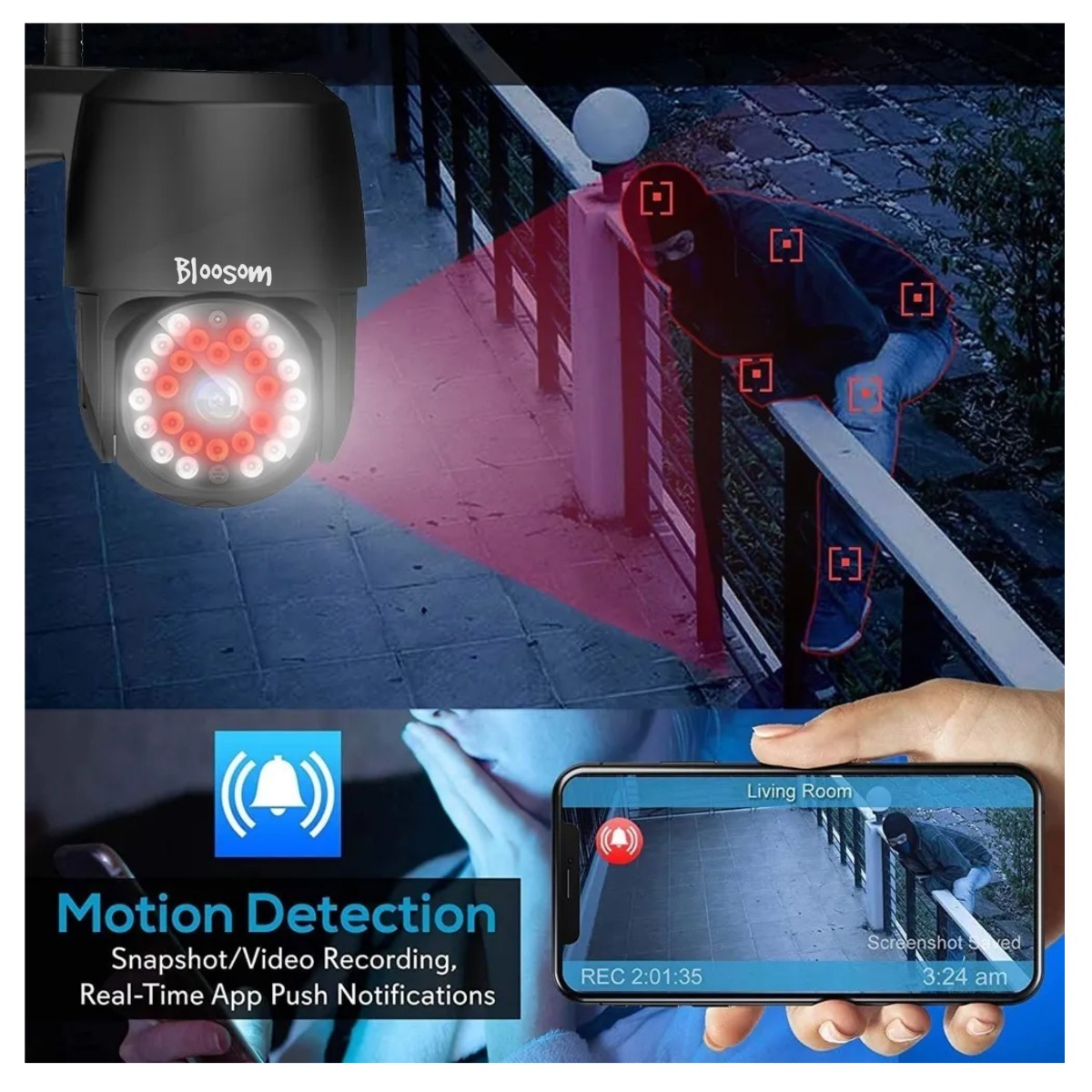 C&aacute;mara De Seguridad Wifi Exterior 1080p Con Led Iluminaci&oacute;n, Negro image number null