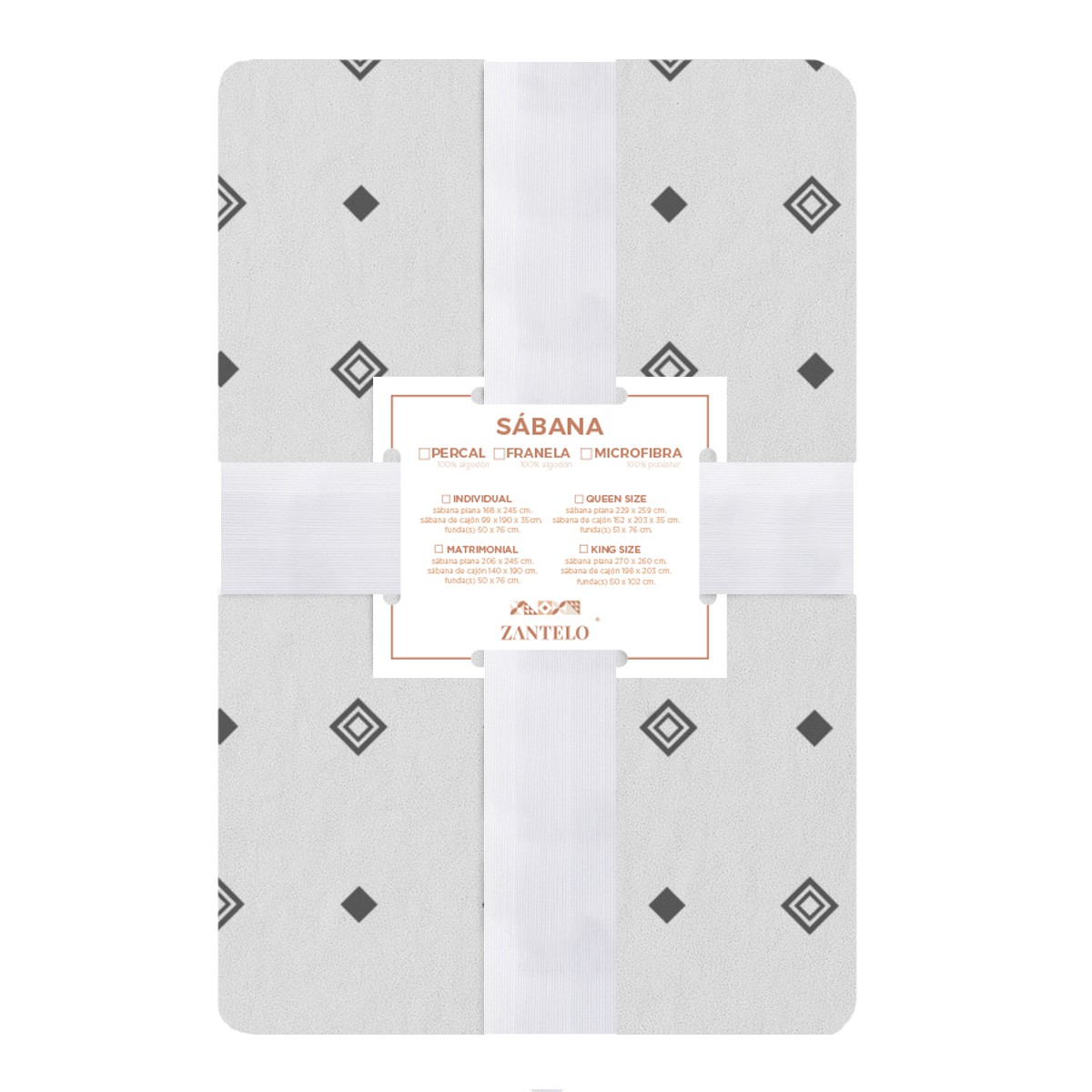 Juego S&aacute;banas Franela Ligera Queen Zatin Gray Zantelo T&eacute;rmica Suave Ajuste 35cm Dise&ntilde;o Gris Fundas Incluidas image number null