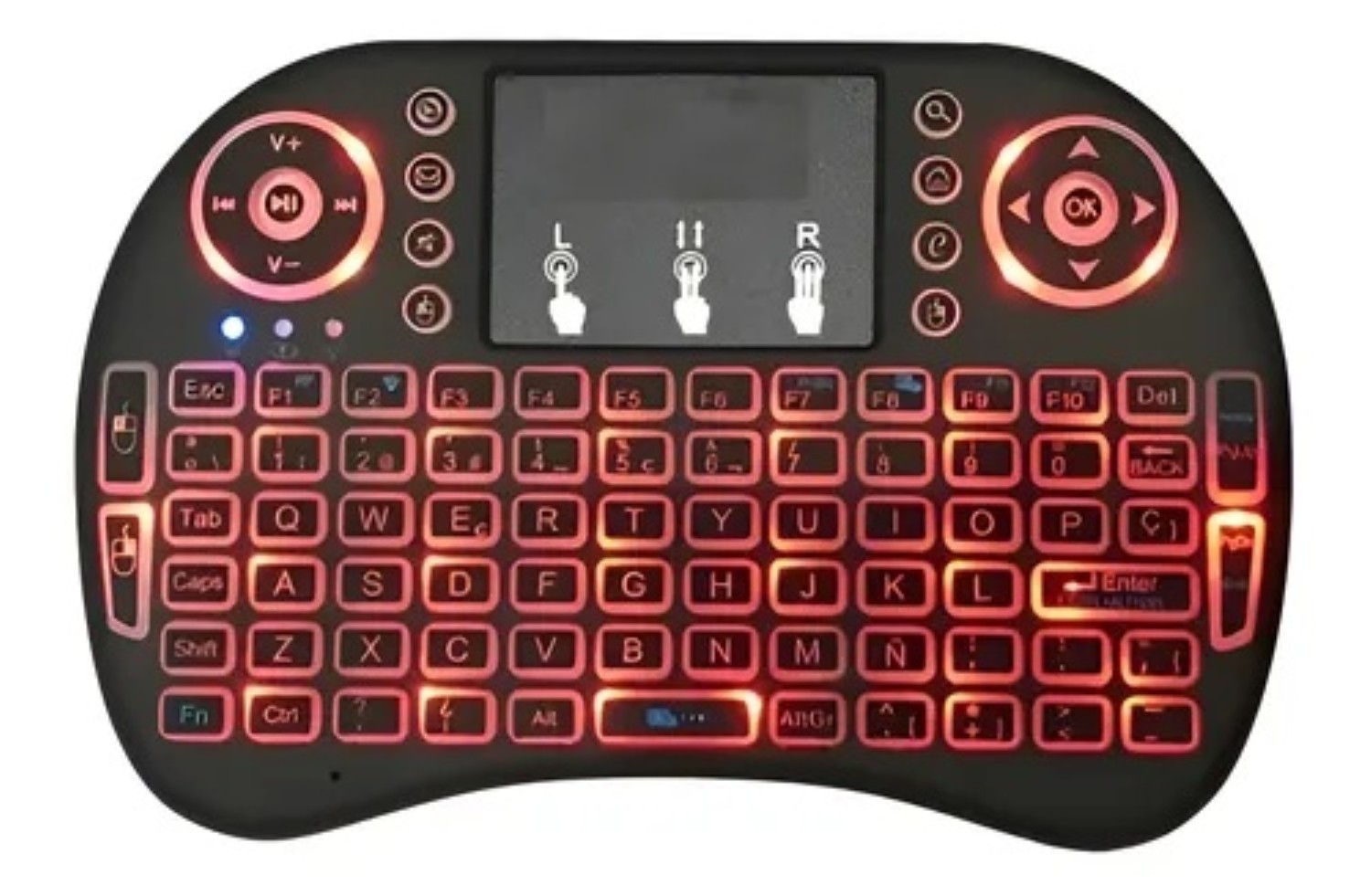 Mini Teclado Inal&aacute;mbrico Touchpad para Celular Tv Pc en espa&ntilde;ol Negro image number null