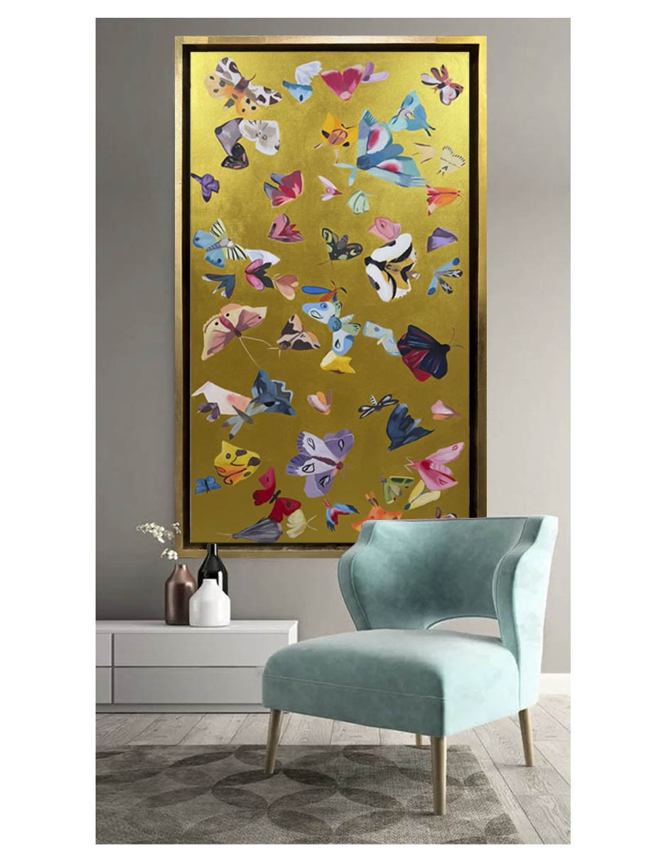 Hermoso cuadro decorativo de mariposas pintado 100% a mano image number null