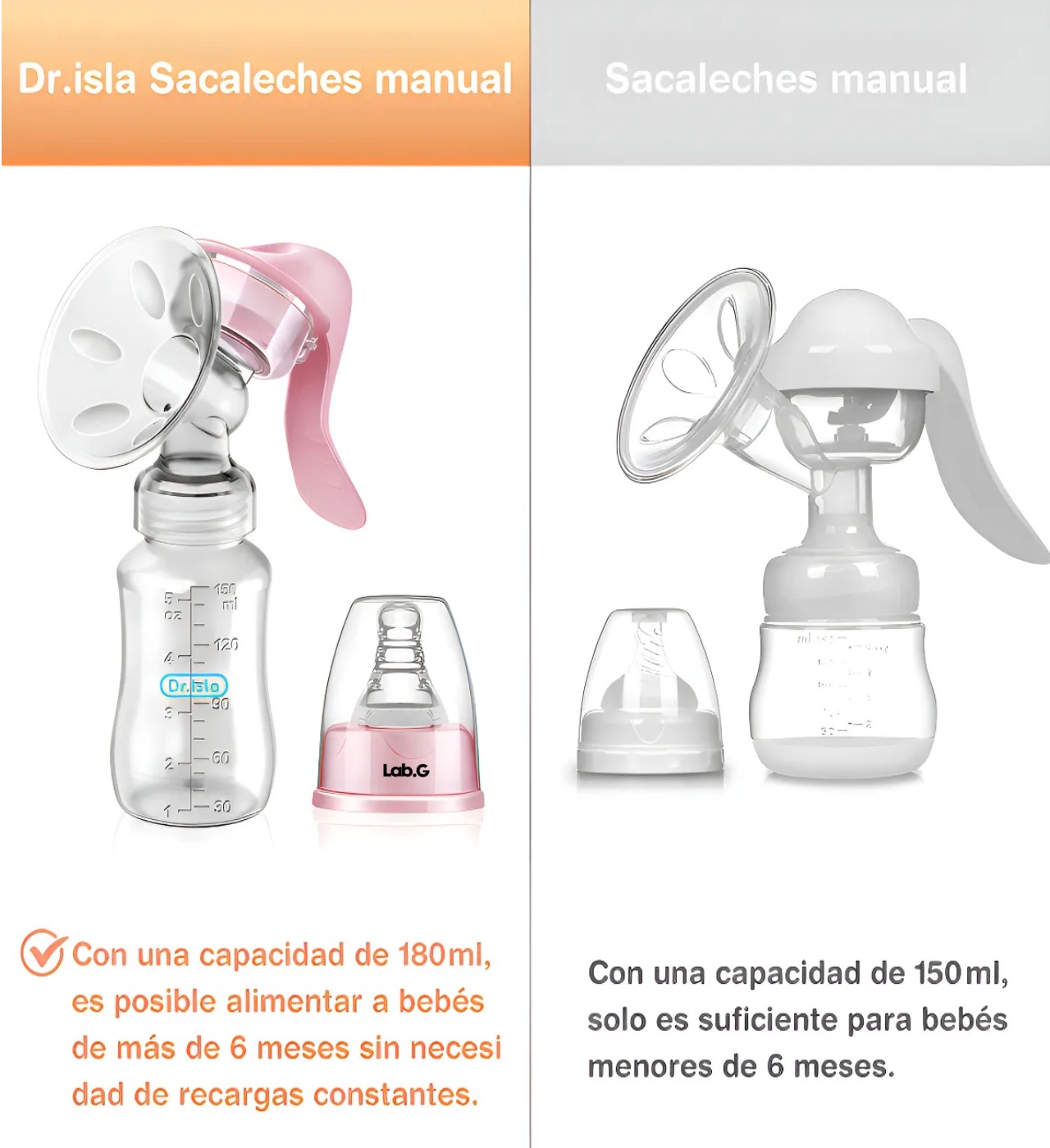 Extractor de leche materna manual 2 EN 1 Rosa image number null