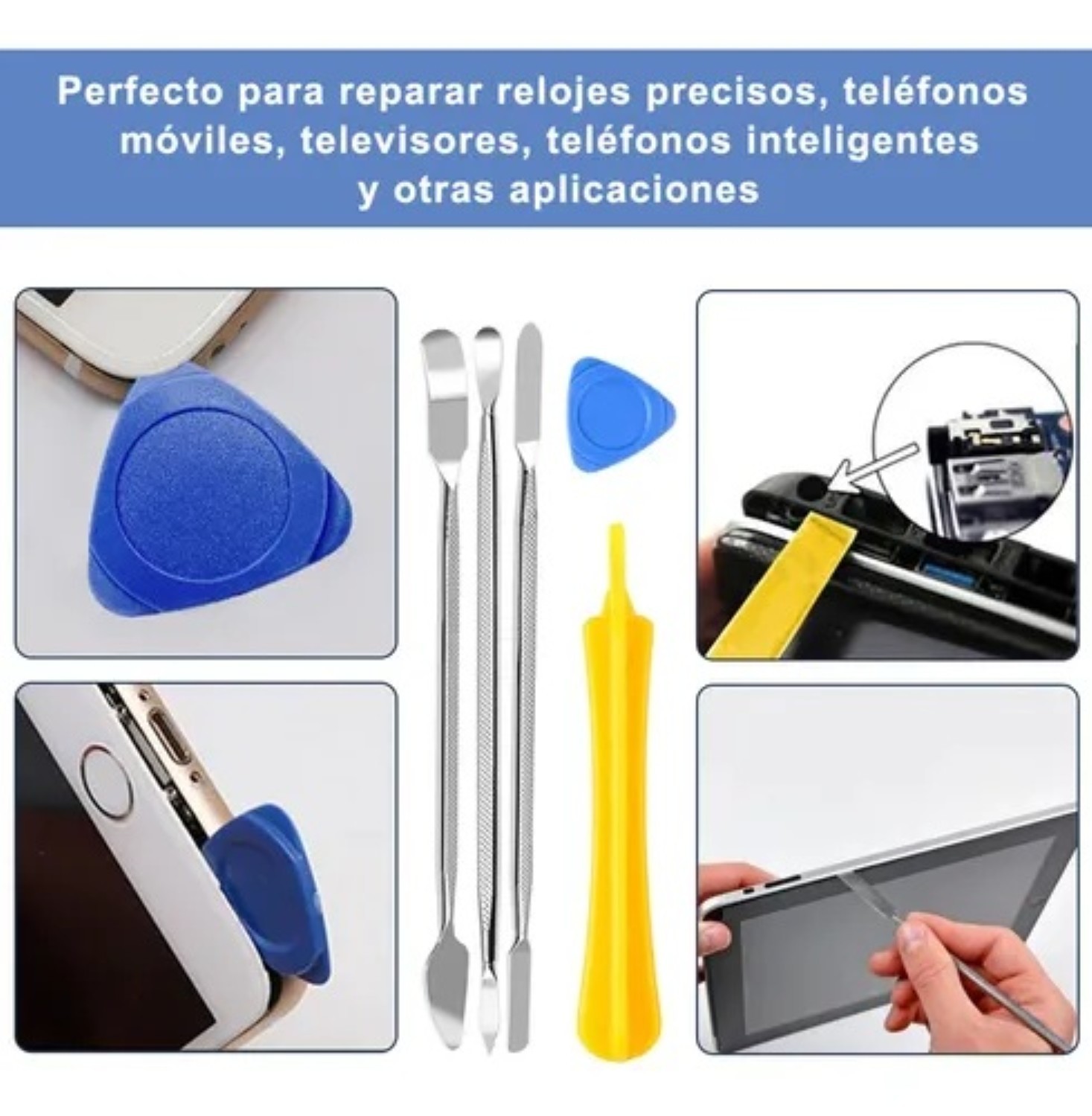 Kit De Herramientas Reparaci&oacute;n Pantalla Lcd Celular 47 En 1 Negro Azul image number null