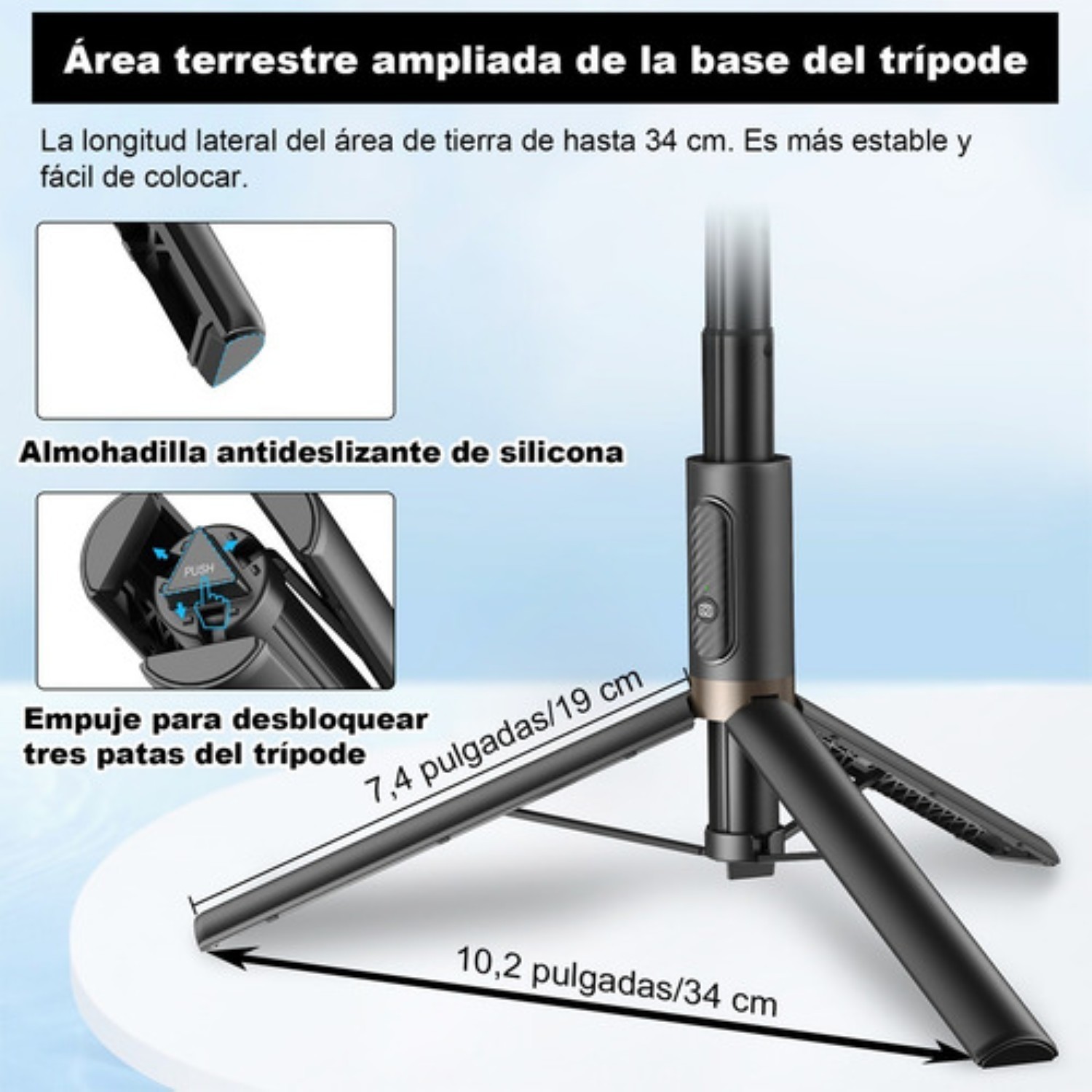 60in Tripode Para Selfie Stick Port&aacute;til Para Telefono Negro image number null