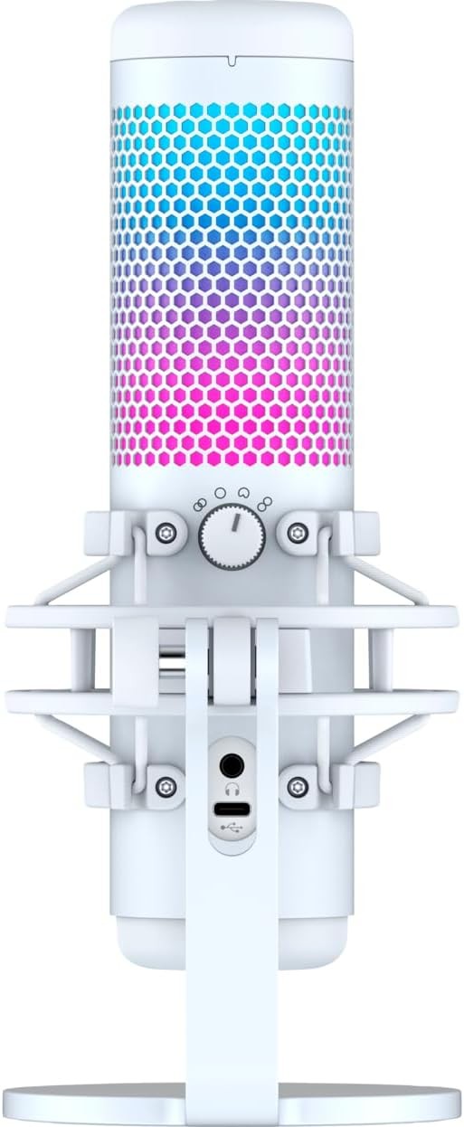 HyperX QuadCast S Blanco, Micr&oacute;fono de Condensador USB RGB para PC, PS4 y Mac, Montaje antivibraci&oacute;n, Cuatro Patrones Polares, Filtro Pop, Control de Ganancia, 519P0AA. image number null